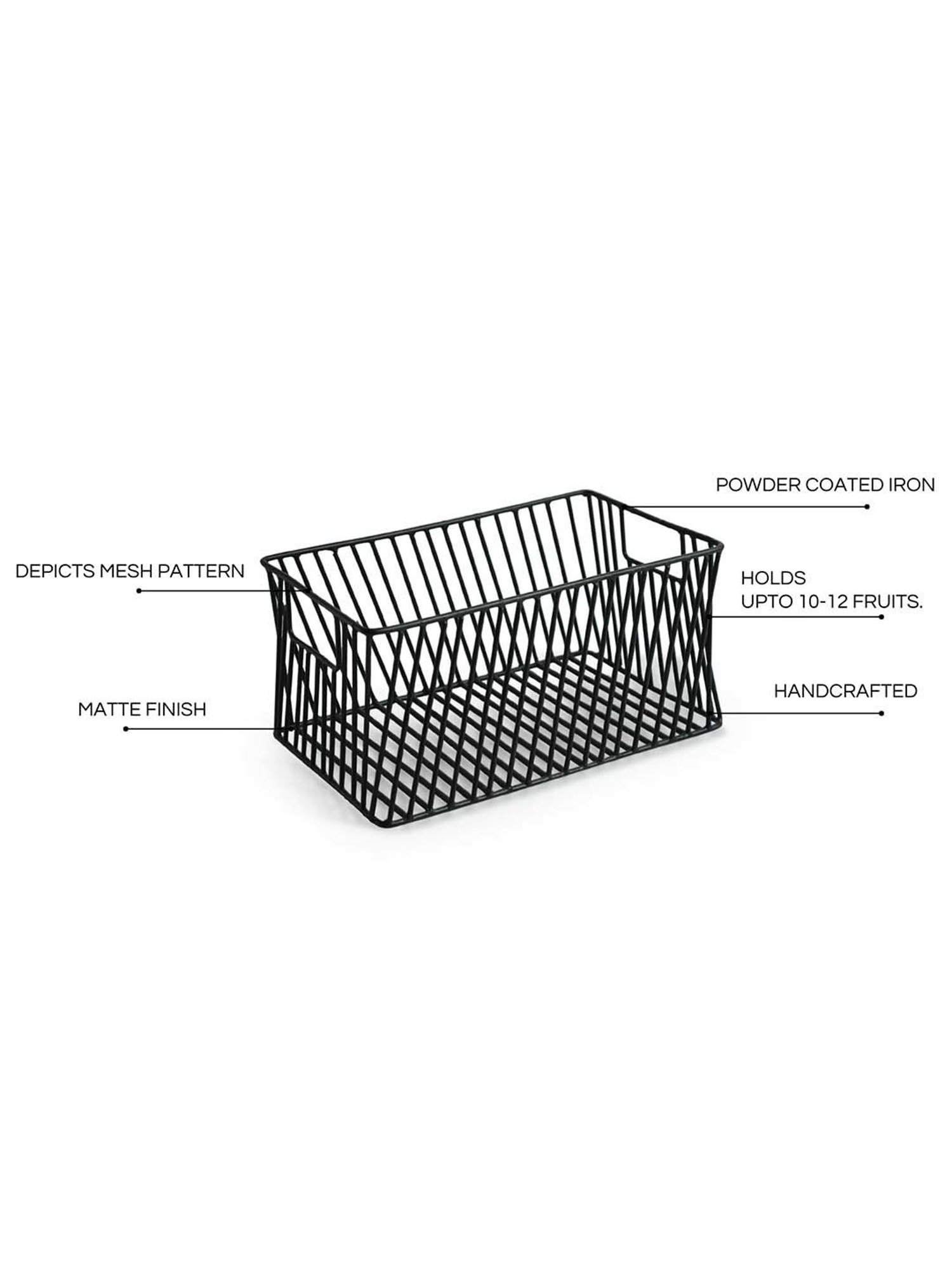 ExclusiveLane Black Iron The Diagonal Mesh Fruit Basket