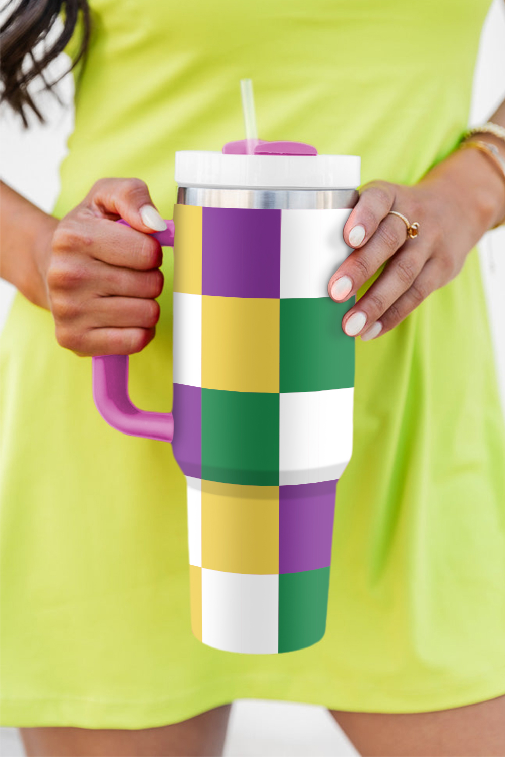 Rose Red Valentines Heart Printed Thermos Cup with Handle