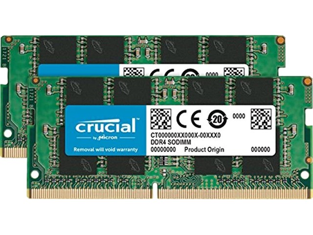 Crucial 32GB (2 x 16GB) DDR4 2666MHz DRAM (Notebook Memory) CL19 1.2V DR SODIMM (260-pin) CT2K16G4SFD8266