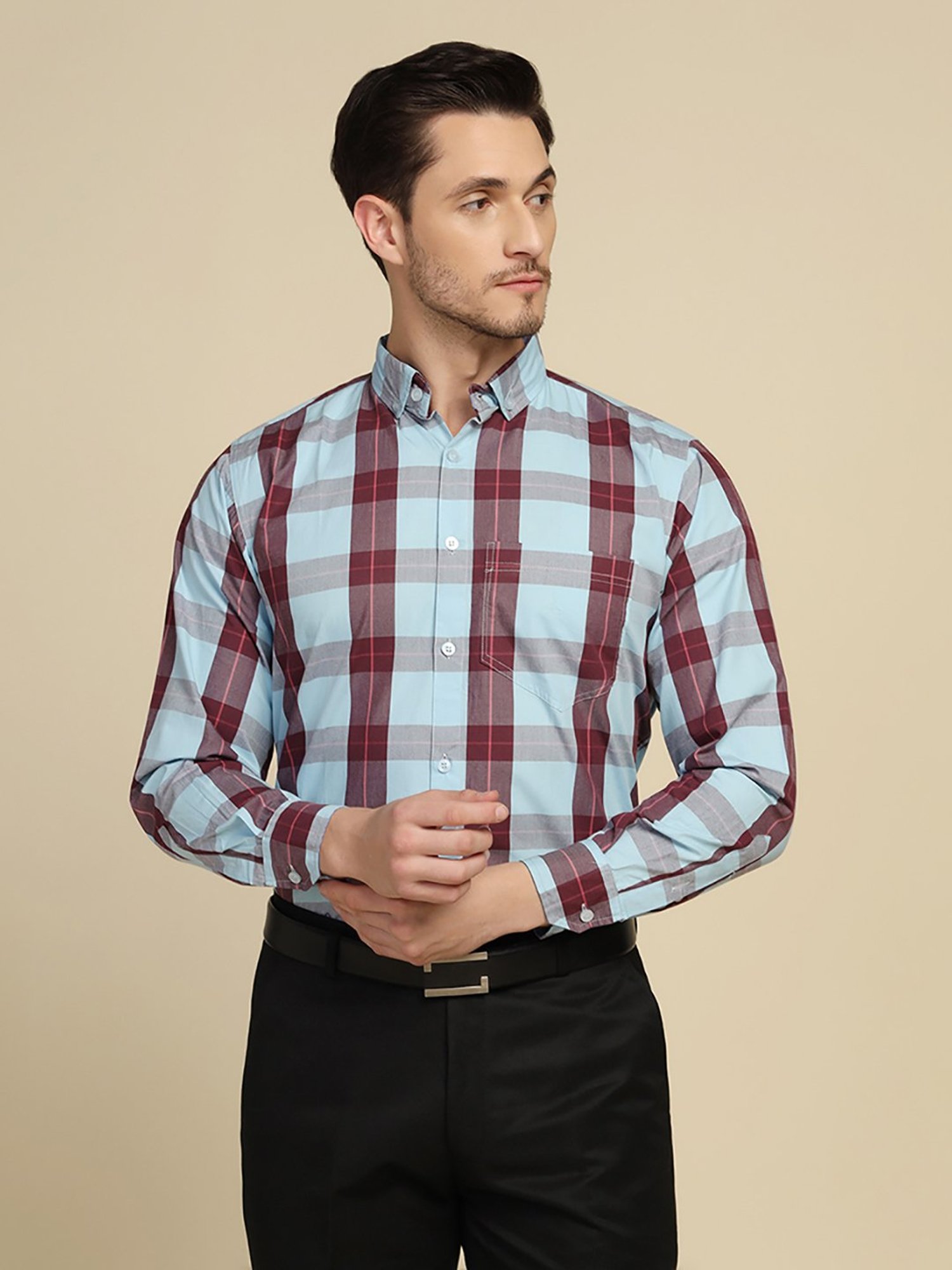 TAHVO Multicolor Regular Fit Check Shirt