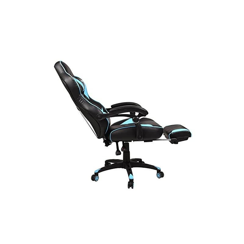 Chair for Adults with Footrest,High Back Swivel Computer Office Chair with Pillows and Lumber Support, Black +Light Blue