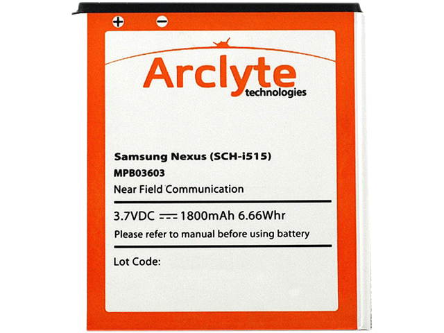 Arclyte Black 1800 mAh Battery for Galaxy Nexus (all models) MPB03603