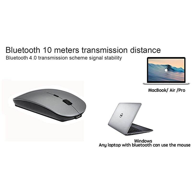 Mouse Rechargeable Wireless Mouse for MacBook ProWireless Mouse for Laptop PC Computer Gray