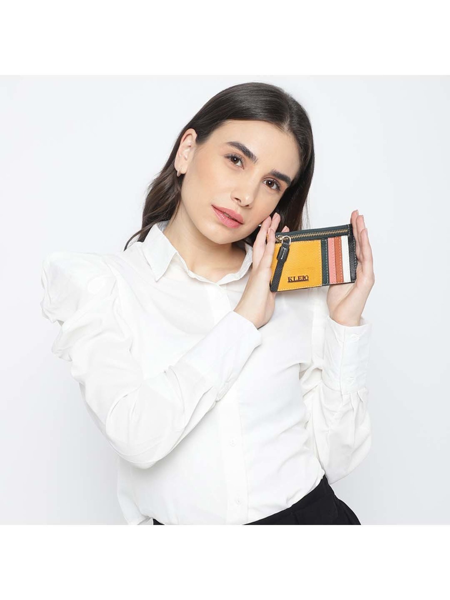 KLEIO Mustard Solid Card Holder
