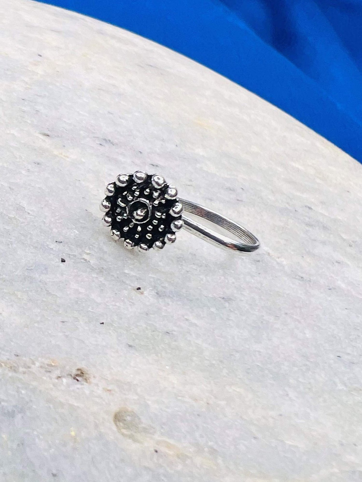 Arte Jewels 925 Sterling Silver Oxidized Round-shape Clip on Nosepin for Women & Girls