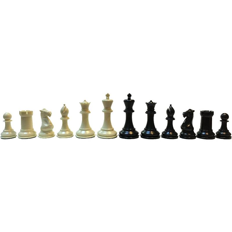 WE Games Tournament Staunton Triple Weighted Plastic Chessmen in Black & Cream - 3.75 in. King