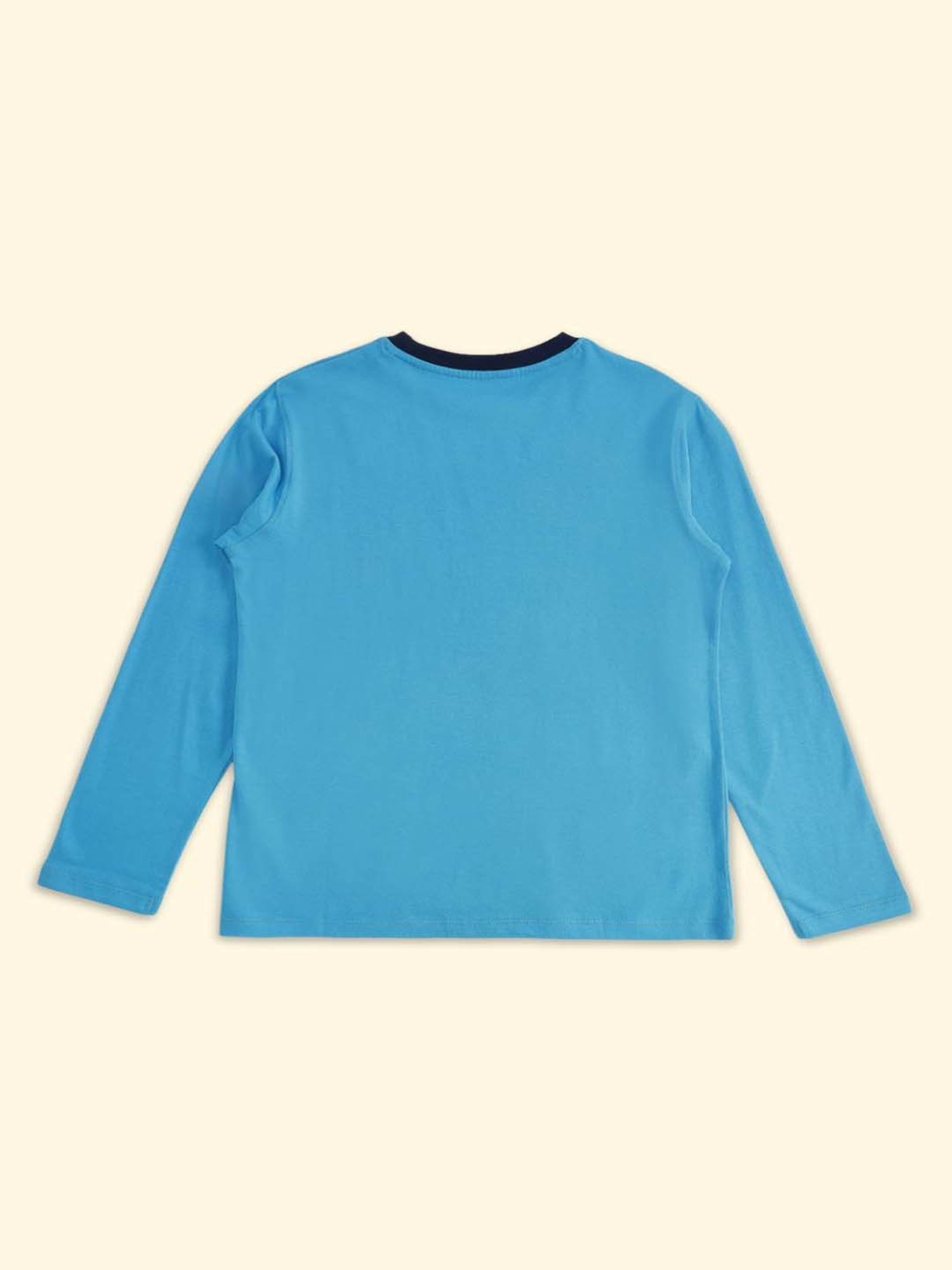 Pantaloons Baby Kids Blue & White Cotton Printed Full Sleeves T-Shirt