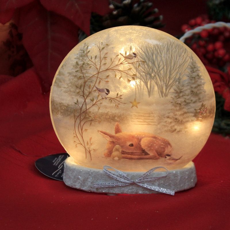 Stony Creek 5.25" Winter Orb W/Base Lit Deer Snowman Bird Bunny  -  Decorative Vases