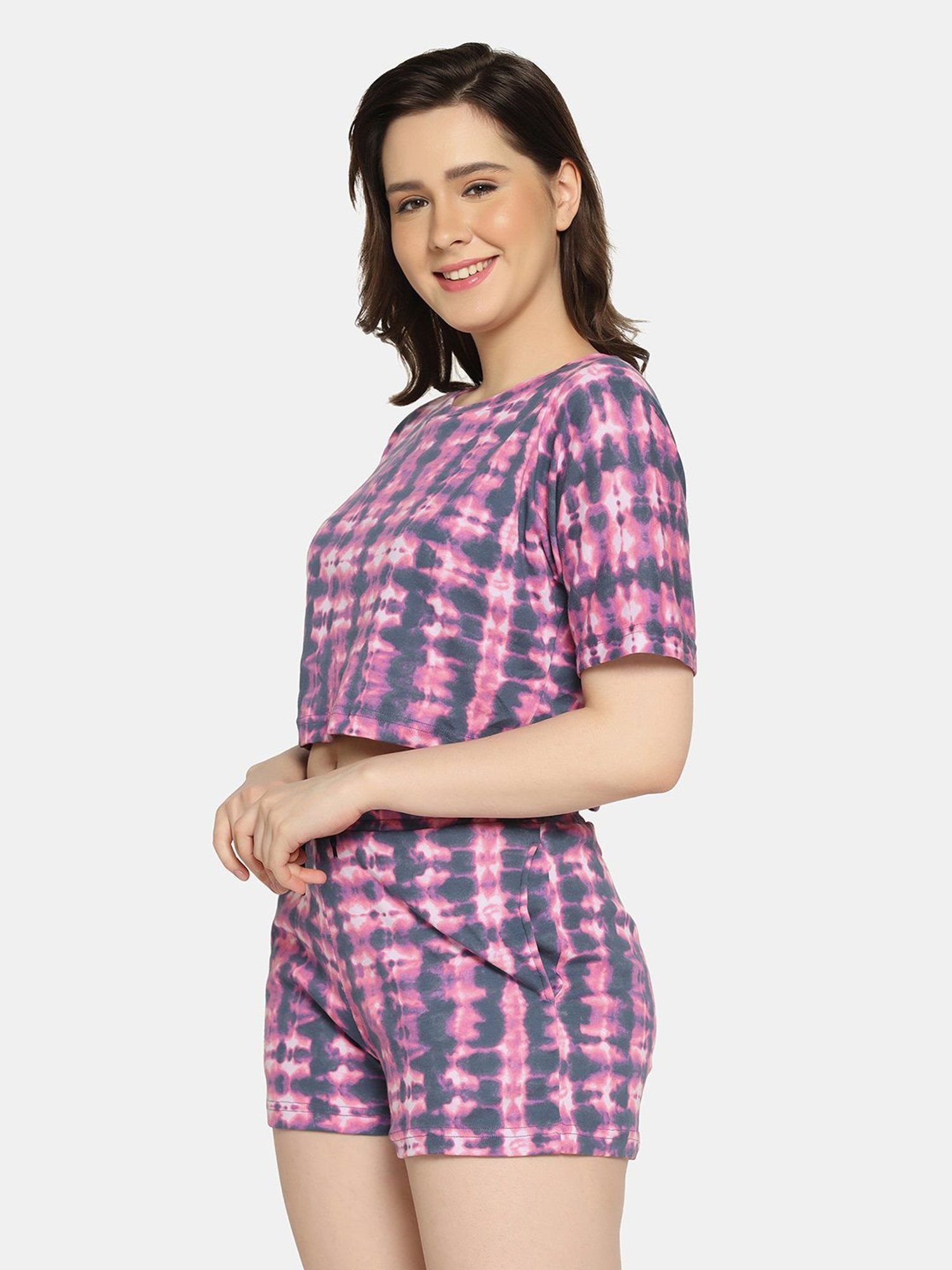 Da Intimo Multicolor Printed T-Shirt With Shorts