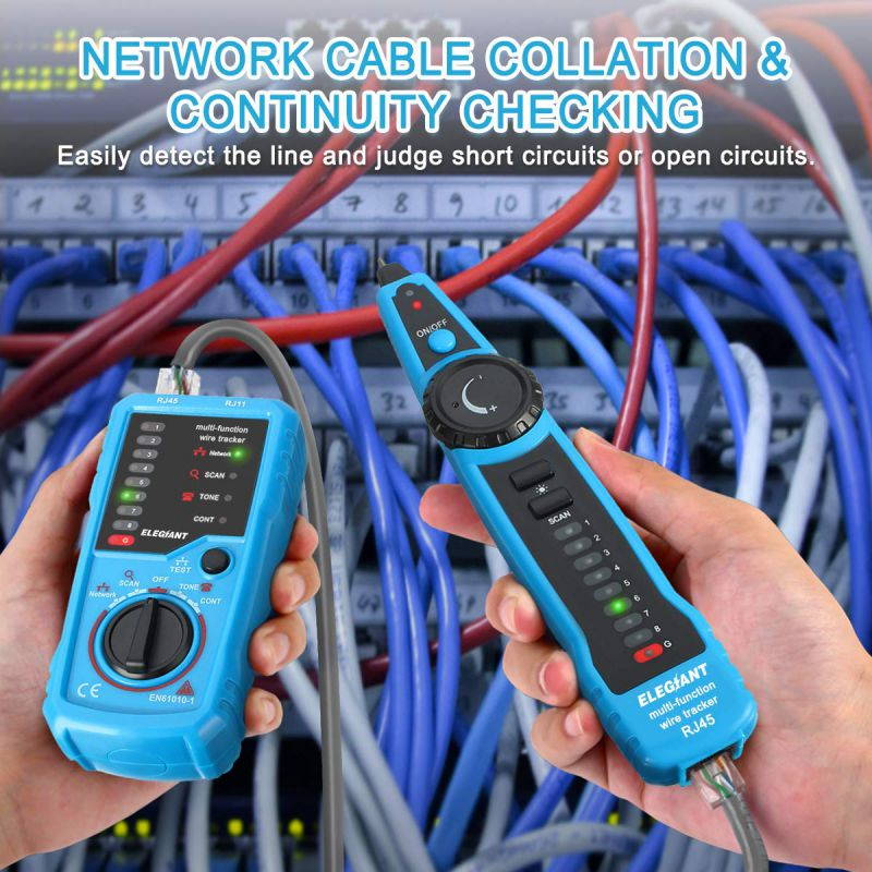 Wire Tracker, RJ11 RJ45 Cable Tester Line Finder Multifunction Wire Tracker Toner Ethernet LAN Network Cable Tester for Network Cable Collation, Telephone Line Tester, Continuity Checking