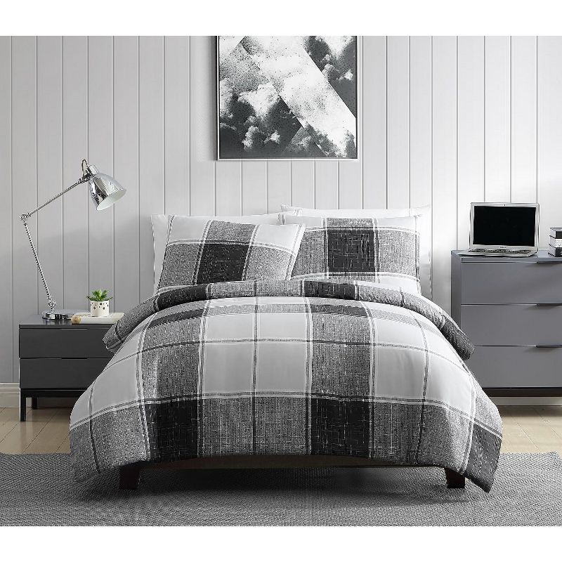 VCNY Home Brent Plaid Comforter Set - Grey 2 Piece Twin XL