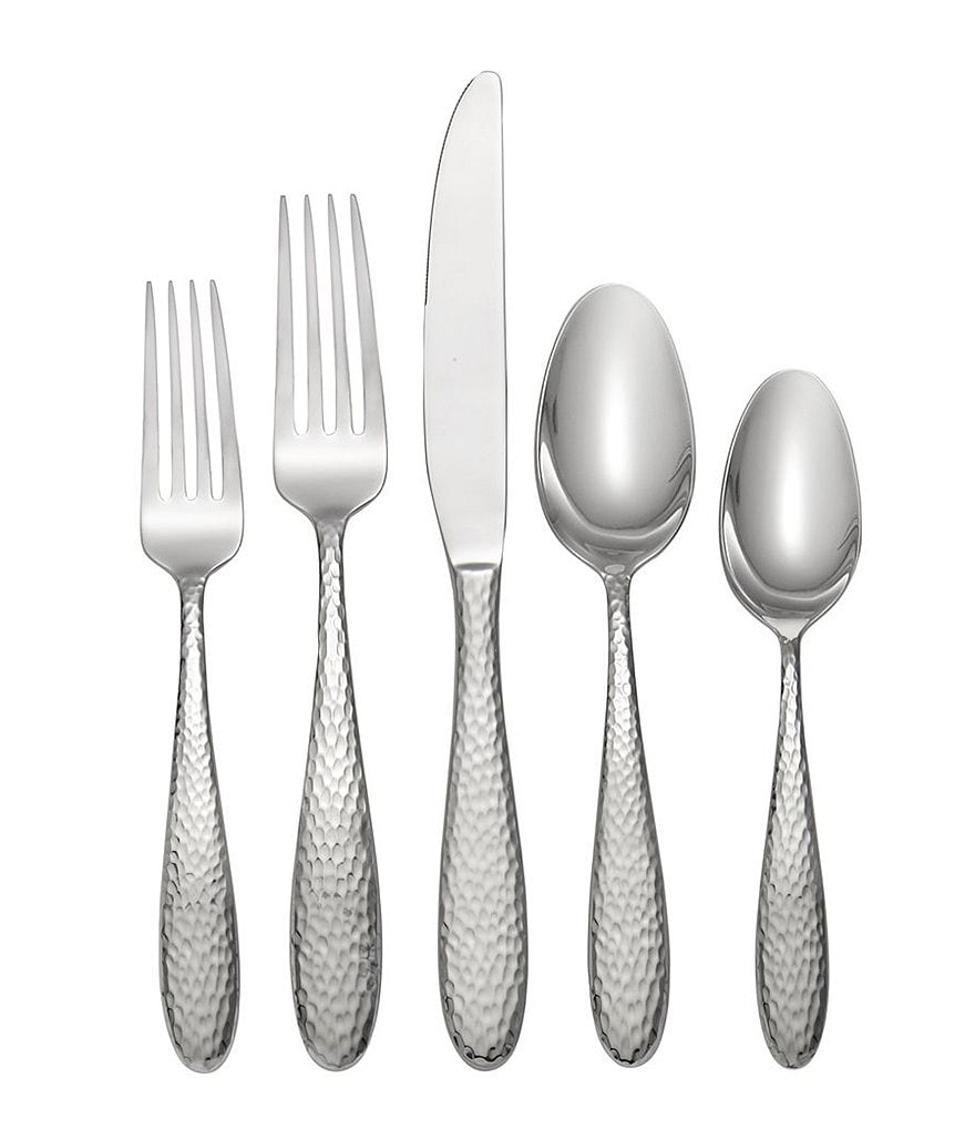 Oneida Reyna Hammered 45-Piece Stainless Steel Flatware Set