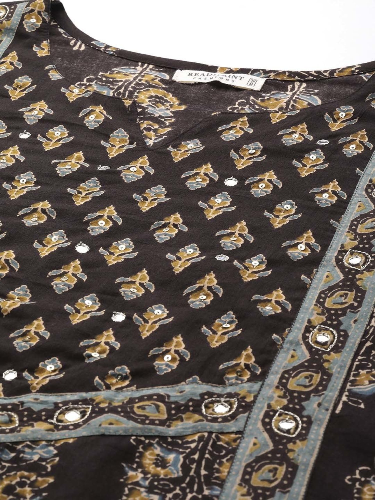 READIPRINT FASHIONS Black Cotton Printed Kurta Palazzo Set With Dupatta