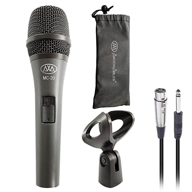MC-20 Professional Dynamic Cardioid Vocal Wired Microphone, Metal Chassis Handheld Mic with 10-ft XLR to &frac14;&rdquo; TS Cable for Live Performances/Conferences/Lectures/Places of Worship/Karaoke