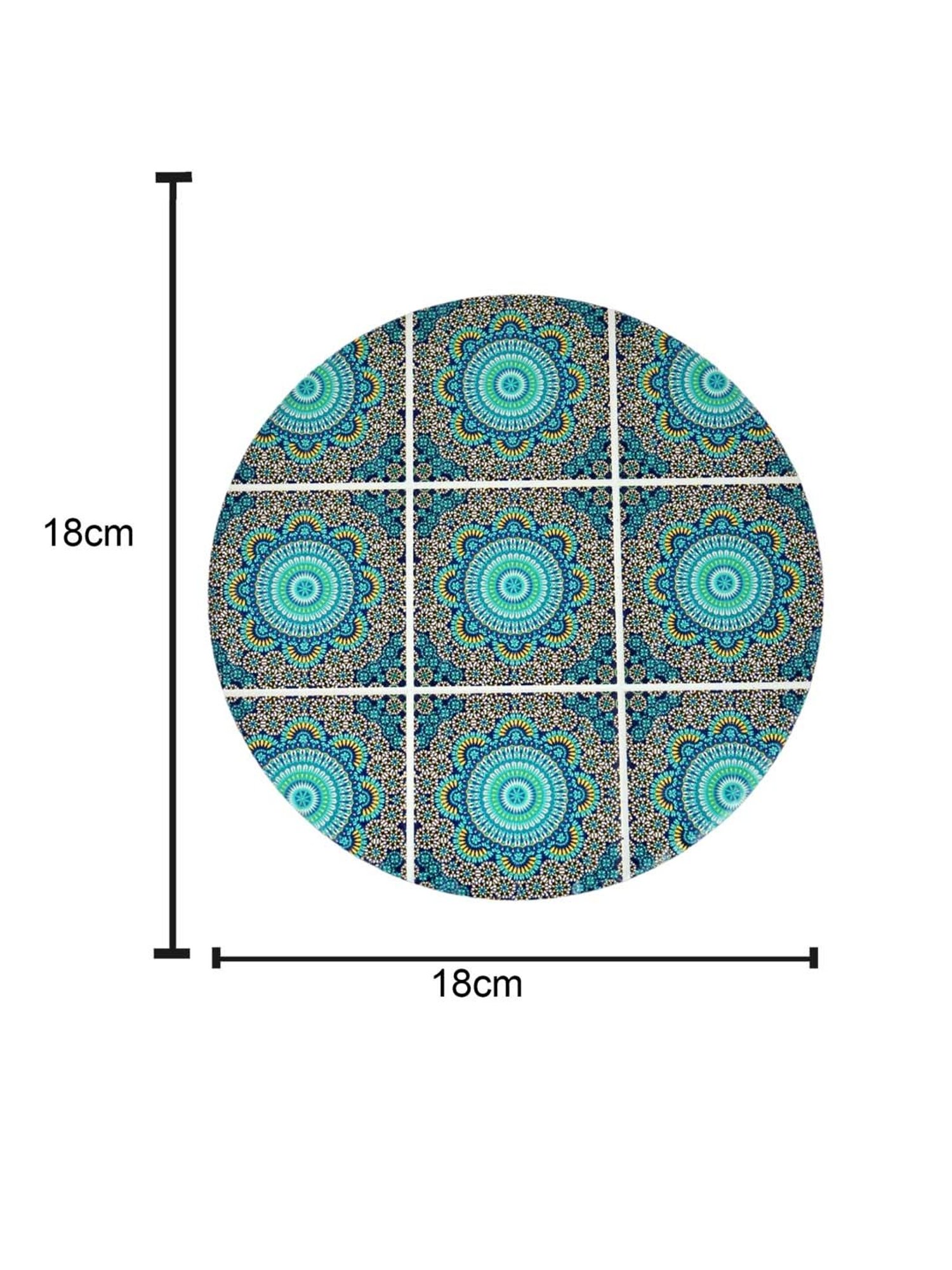 TAYHAA Blue Ceramic Exquisite Printed Coasters - Set of 2