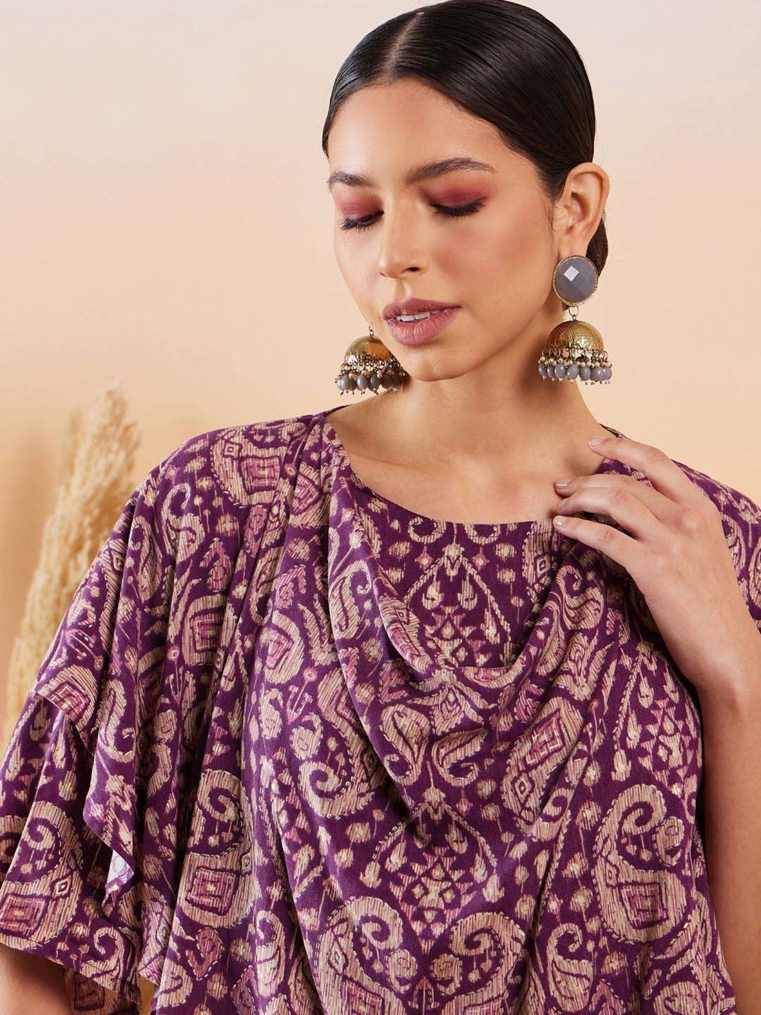 Inweave Purple Printed Top & Palazzo Set