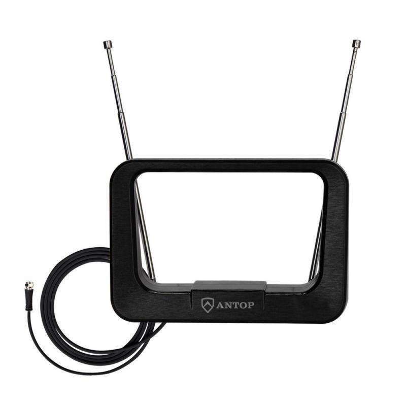 Antop Ring AT-210  Indoor TV Antenna - 35 Mile - Multi-directional Reception - Hairline Black - 6ft Cable -  4K UHD Ready
