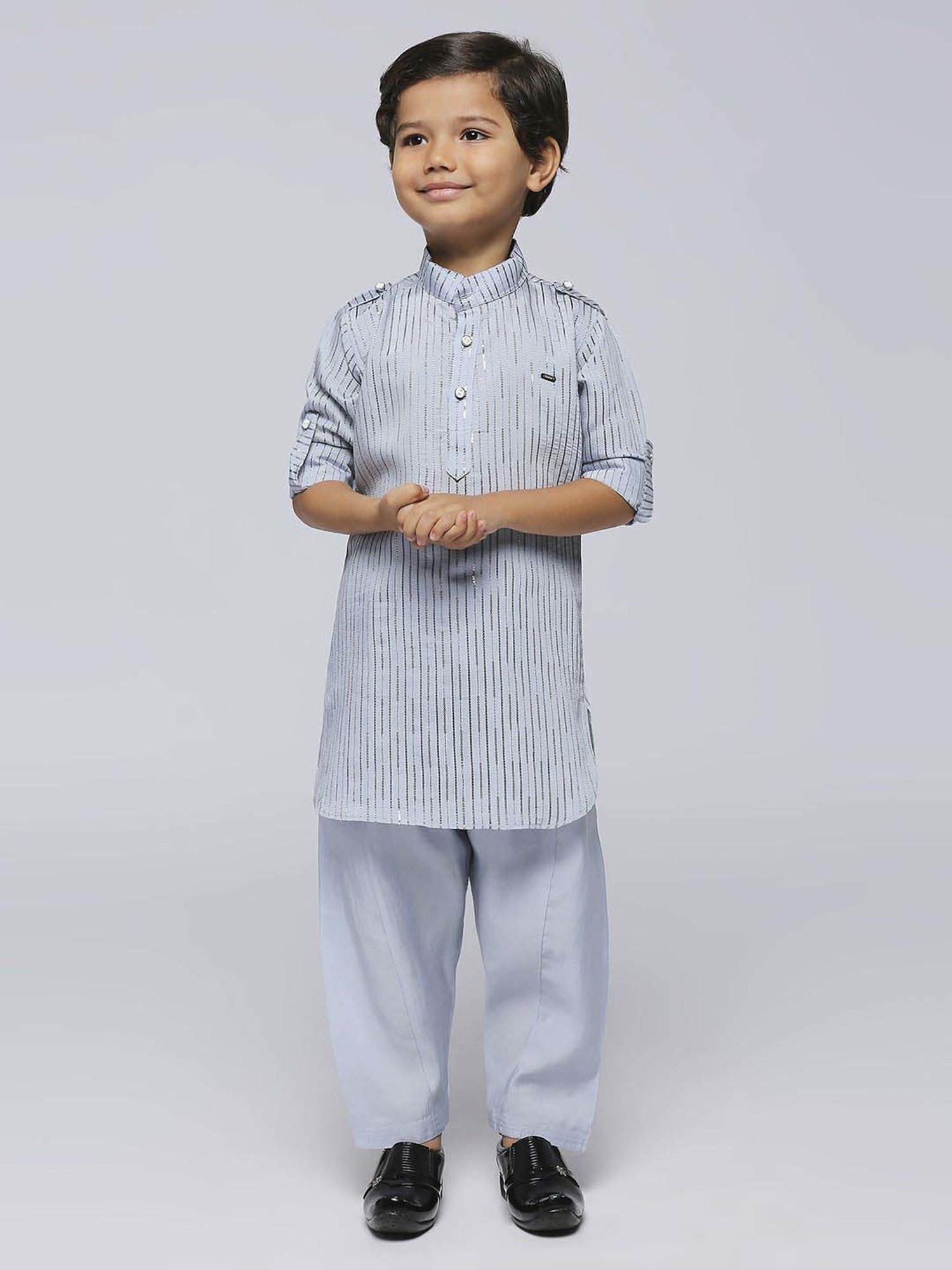 Kids Island Boys Blue Printed Full Sleeves Kurta Set