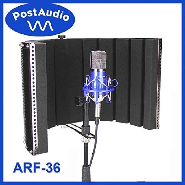 post audio arf36 foldable reflection filter and portable vocal booth with carrying bag. studio sound anywhere, anytime.