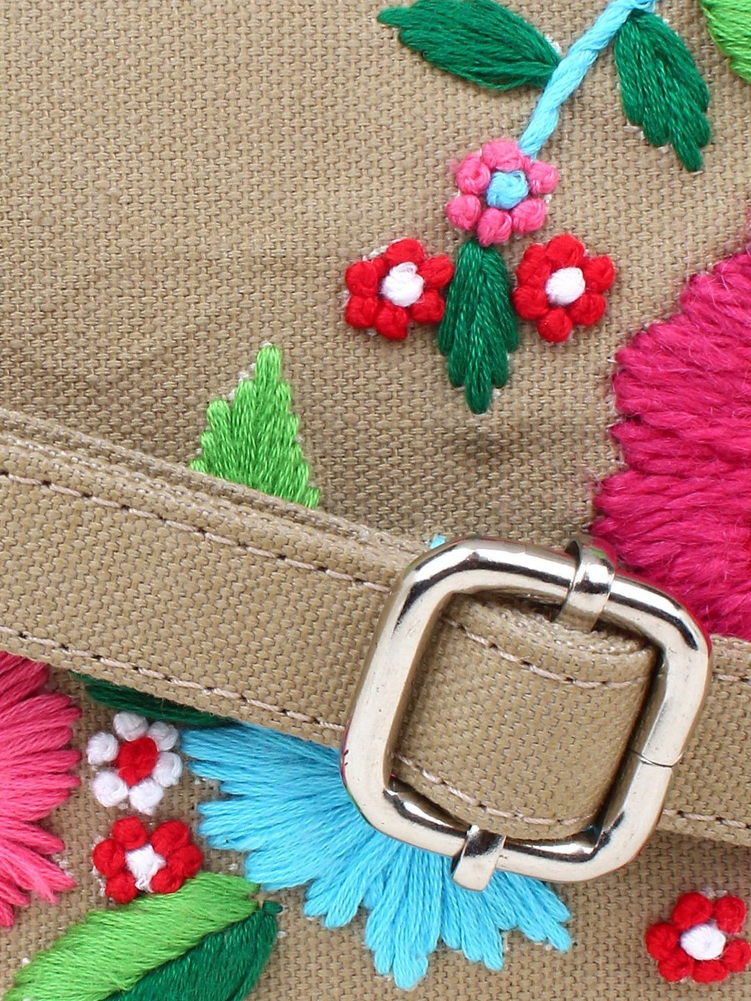 Spice Art Beige Embroidered Medium Sling Handbag