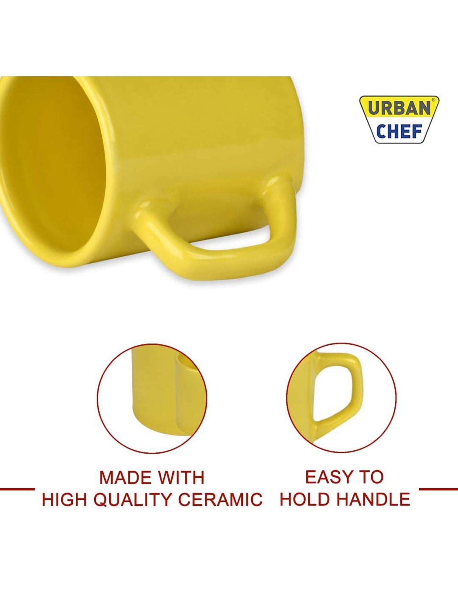 Urban Chef Multicolor Ceramic Droite Handcrafted Microwave Safe Cup - Set of 4