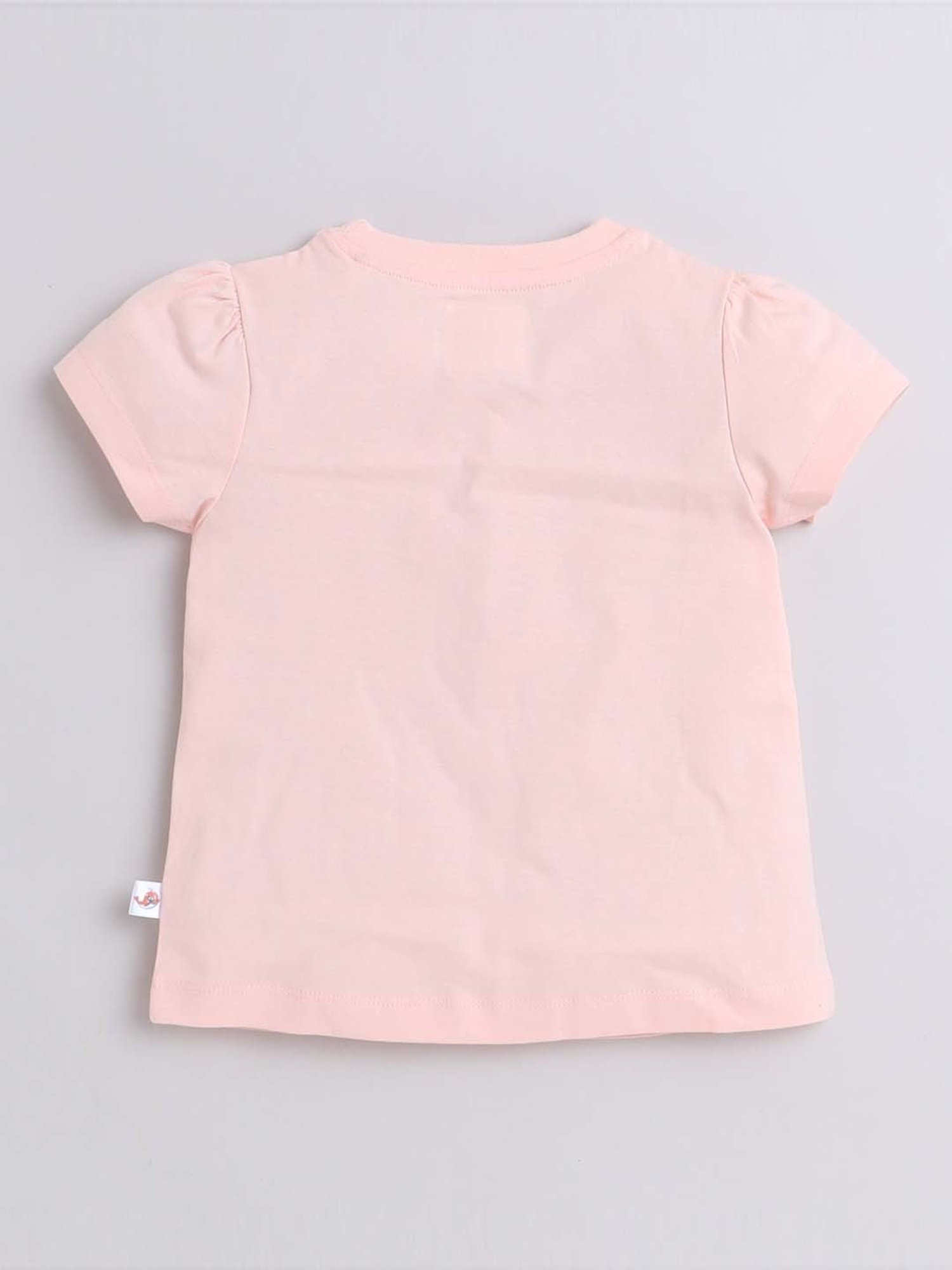 Bumzee Girls Peach & White Cotton Printed T-Shirt Set