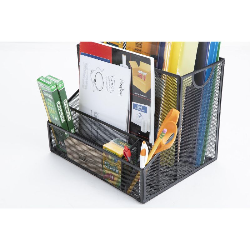 Mind Reader Metal Mesh Large File Organizer Storage Basket, Black