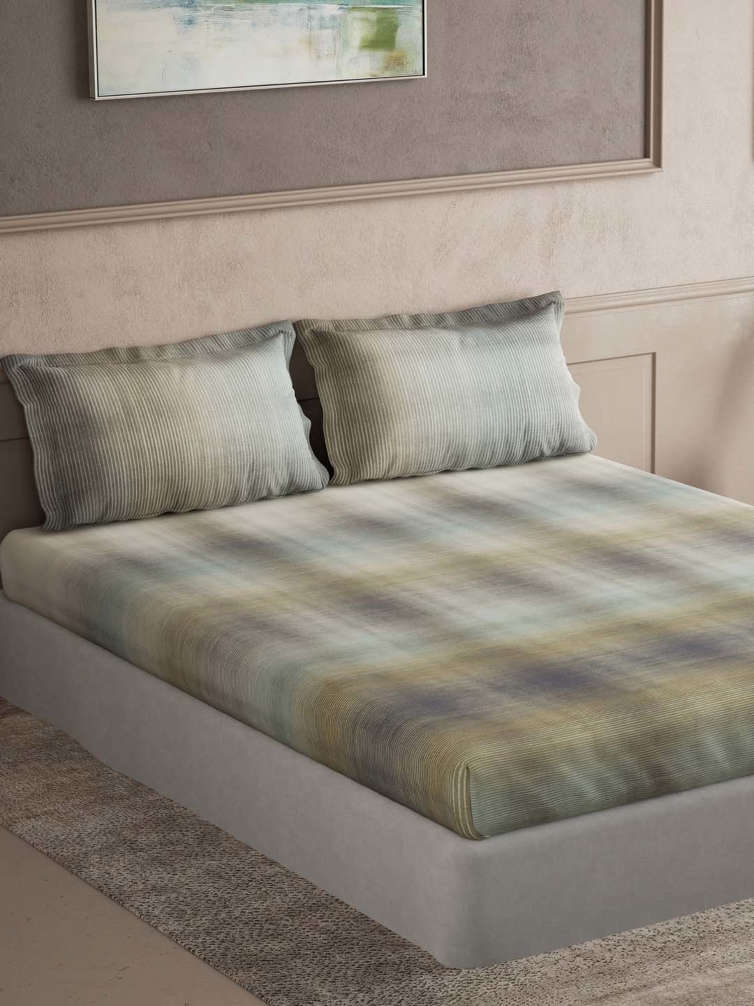 Ddecor Live beautiful Maxima Grey 180 TC Cotton King Bedsheet with 2 Pillow Covers