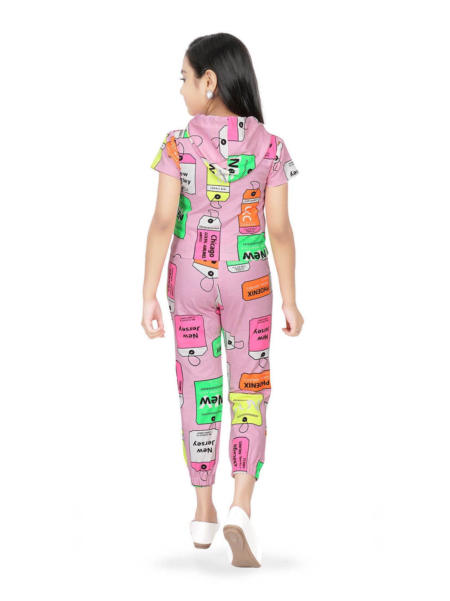 Tiny Girl Pink Printed Hoodie with Joggers