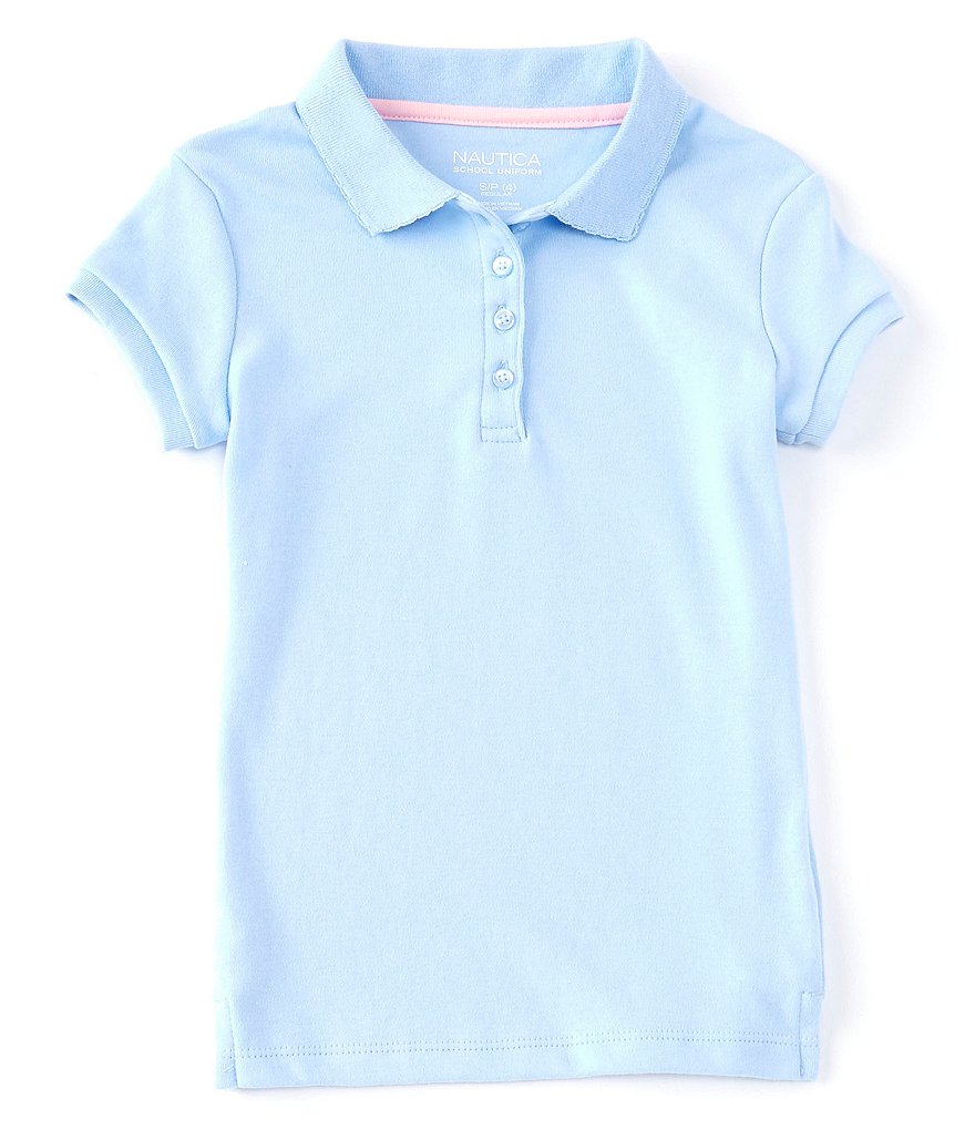 Nautica Little Girls 4-6X Short Sleeve Picot Trim Polo
