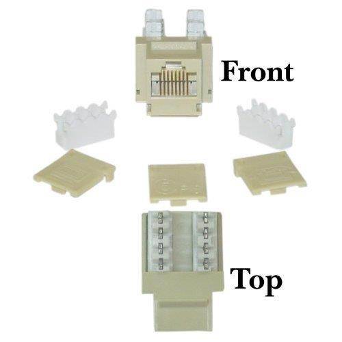 Offex Cat 5e Keystone Jack, Beige/Ivory, RJ45 Female to 110 Punch Down