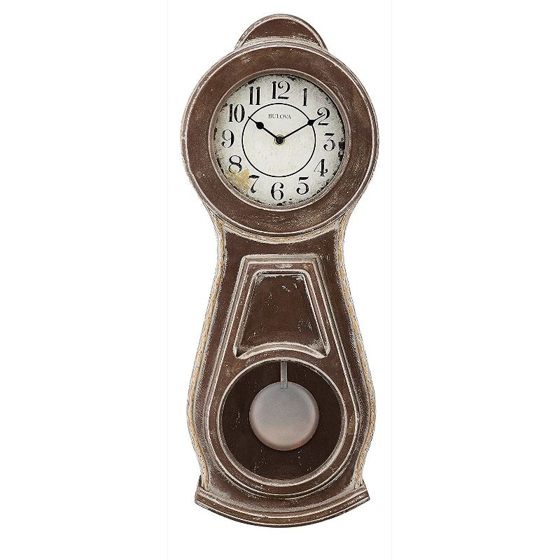 Bulova Clocks C1518 3 Harmonic Melody Chiming Country French Rustic Design Hardwood Case Guilford Wall Clock with Swinging Pendulum