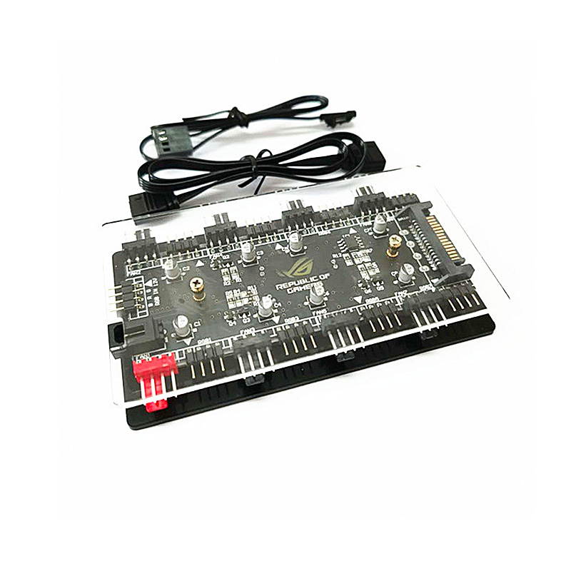 4-Pin PWM & 12V RGB Controller 2-In-1 Hub 8 Ports,4Pin Fan & Mistic Light Sync Adapter with PMMA Case and Magnetic Standoff for Cooling Radiator & ASUS/MSI LED Strip - SATA Powered