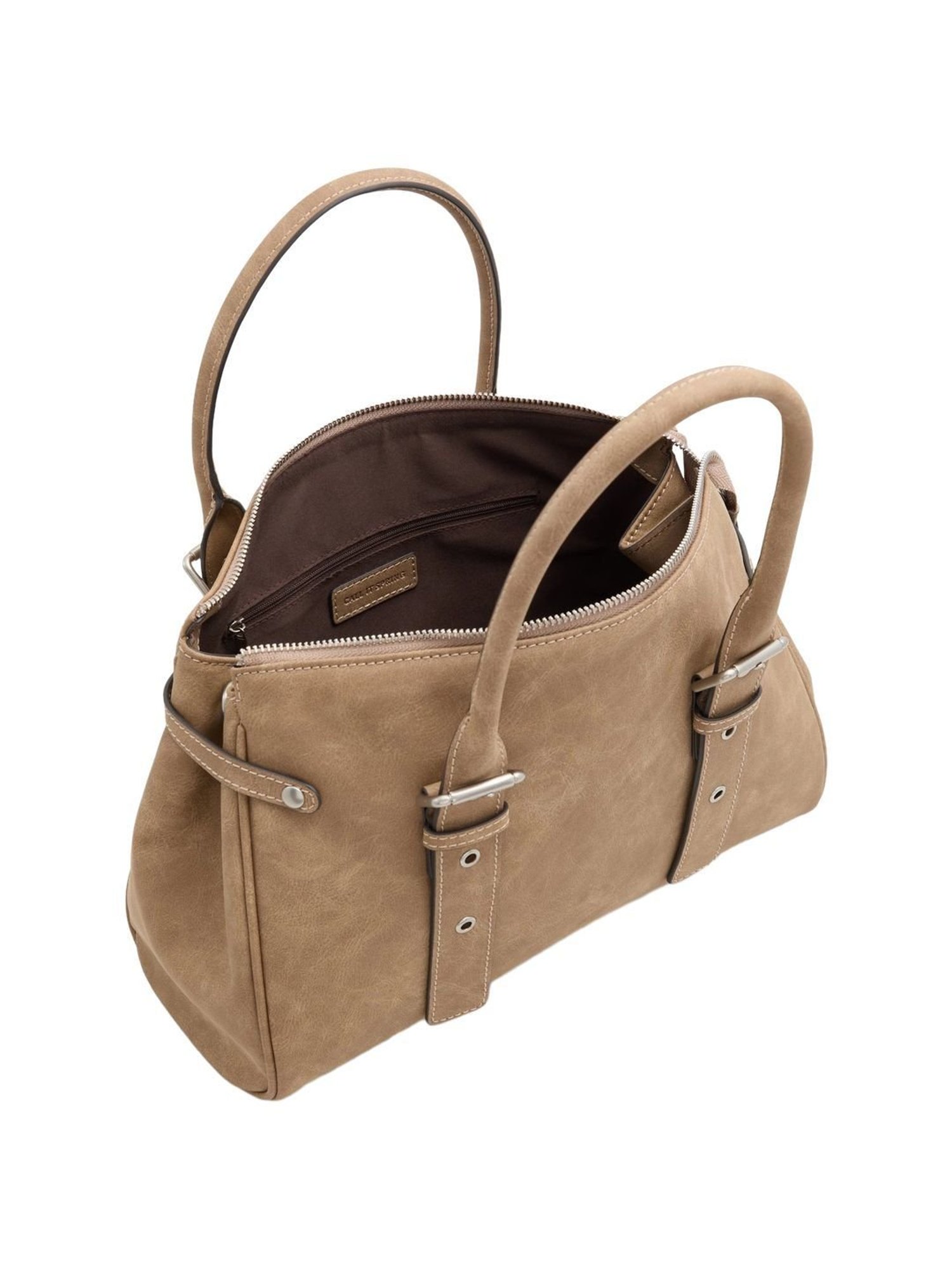 Call It Spring Beige Solid Large Satchel Handbag