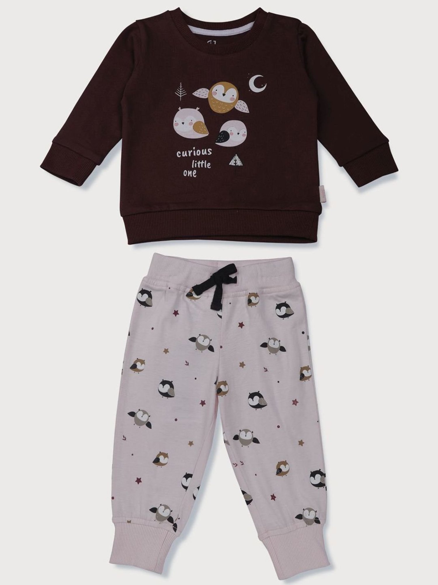 GJ baby Kids Maroon & Pink Graphic Full Sleeves T-Shirt Set