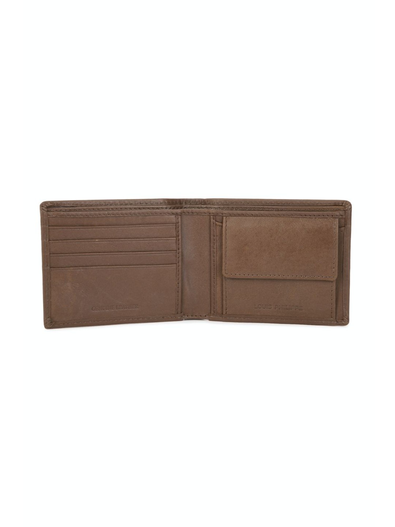 Louis Philippe Brown Leather Bi-Fold Wallet for Men