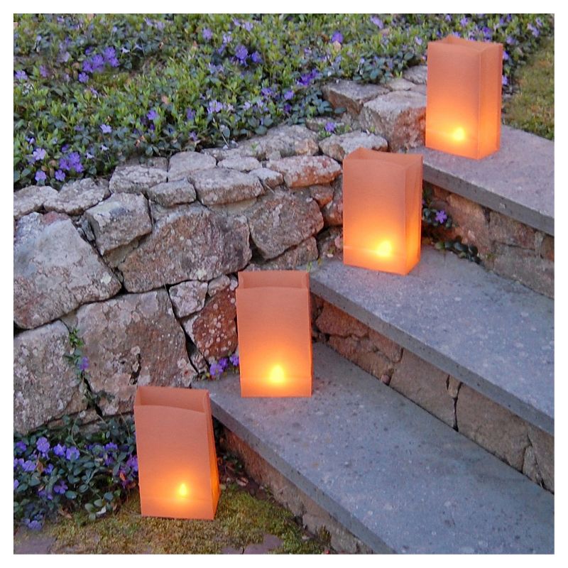 100ct Plastic Luminaria Bags Tan