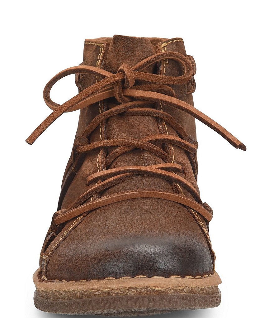 Born Temple II Distressed Leather Lace-Up Booties