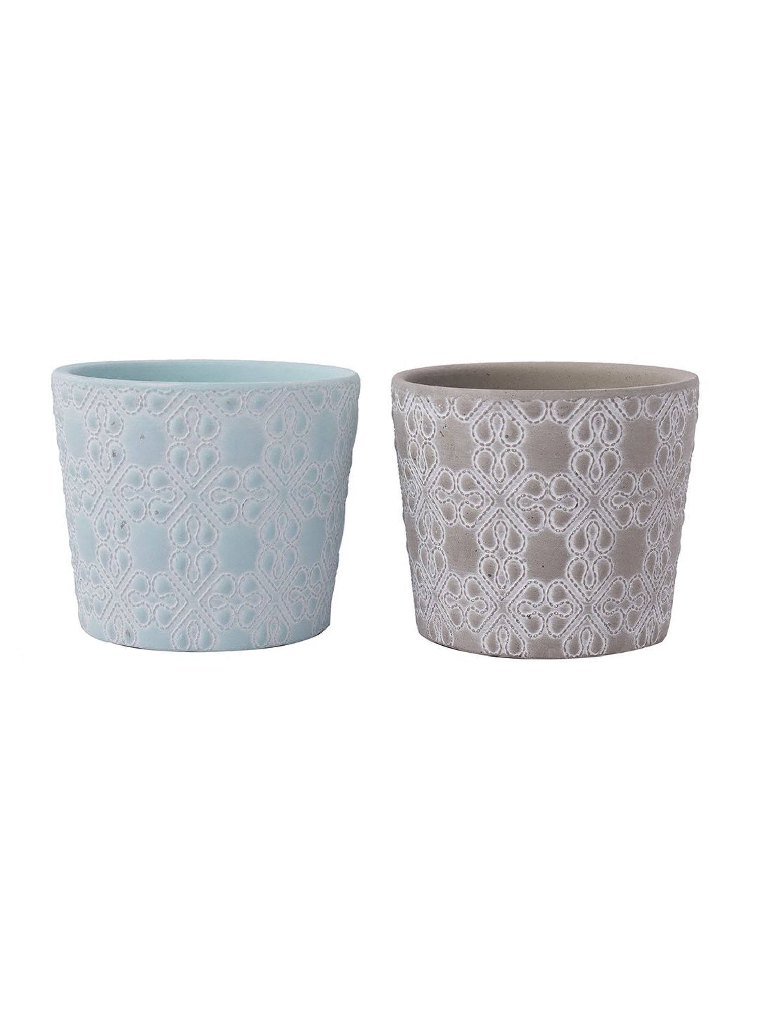 TAYHAA Blue & Grey Ceramic Planter - Set of 2