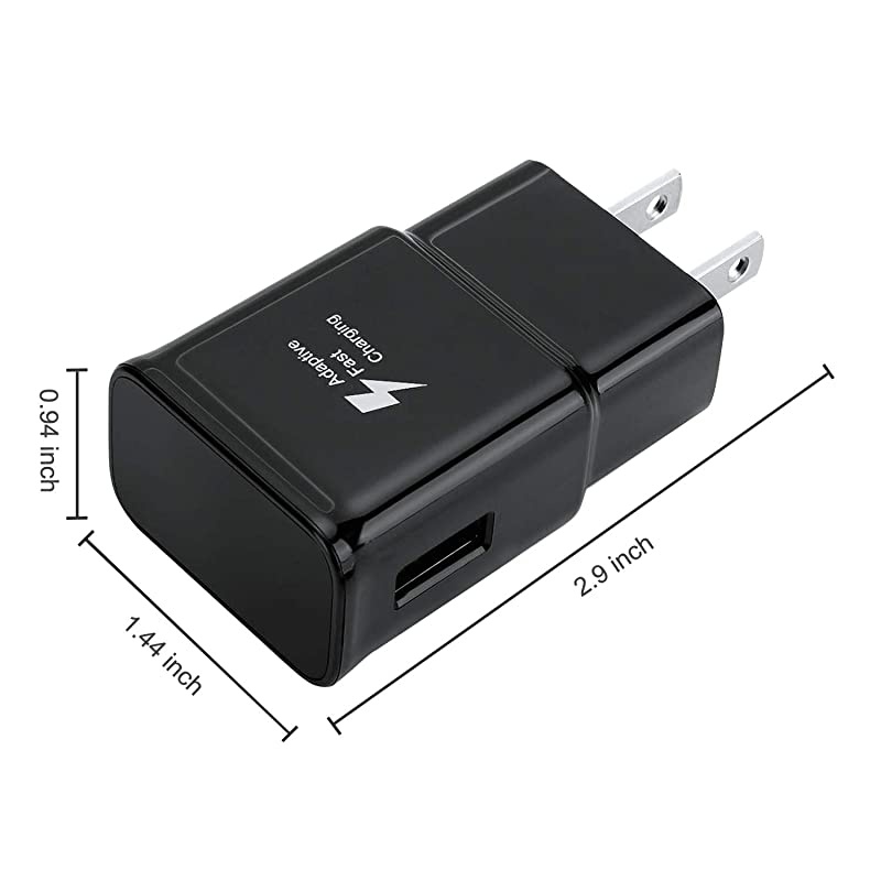 Fast Charger Adapter Adaptive Fast Charging Wall Charger Compatible Galaxy S8 S10 S9 S7 S6 / Plus/Edge/Active, Note 9, Note 8, Note 5, EP-TA20JBE Quick Charge (2 Pack Black)