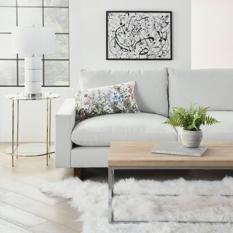 14"x24" Oversize Reversible Indoor/Outdoor Garden and Butterflies Lumbar Throw Pillow - Mina Victory