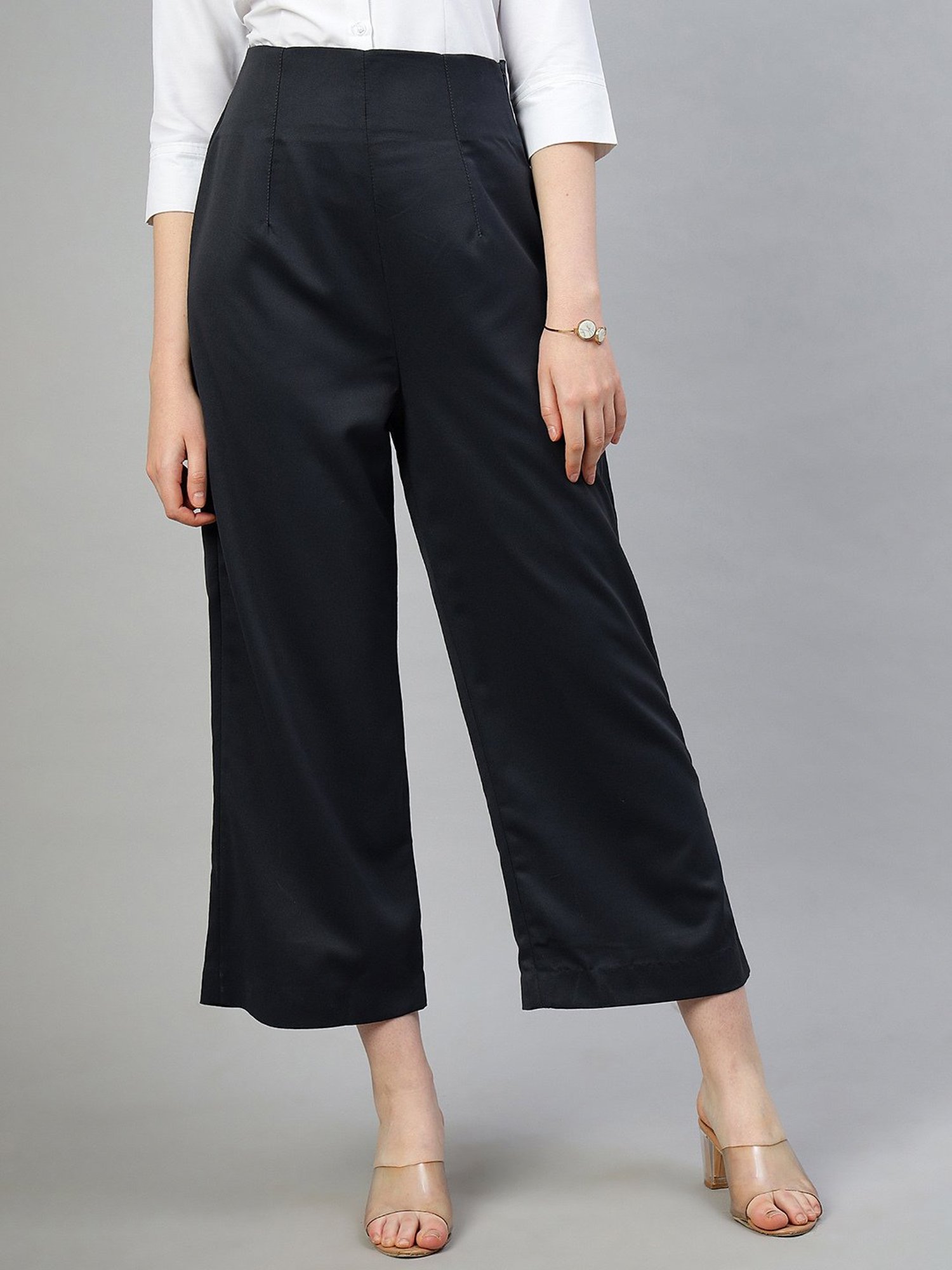 FITHUB Dark Grey Relaxed Fit High Rise Trousers