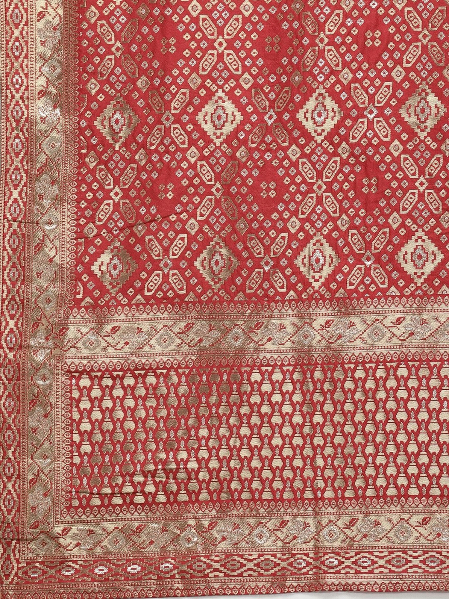 Indo Era Red Woven Pattern Dupatta