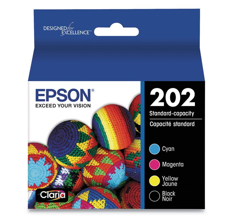 Epson T202120BCS (202) Claria Ink, Black/Cyan/Magenta/Yellow 
