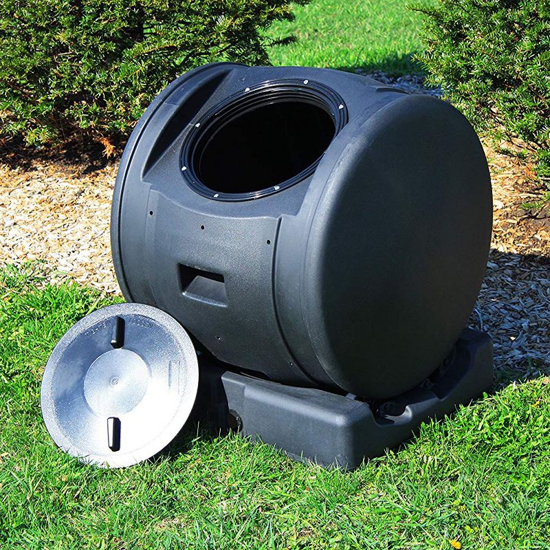 Good Ideas Plastic Outdoor 6.5-Cubic-Foot Compost Wizard EnviroTumbler Composter with Handles, Black