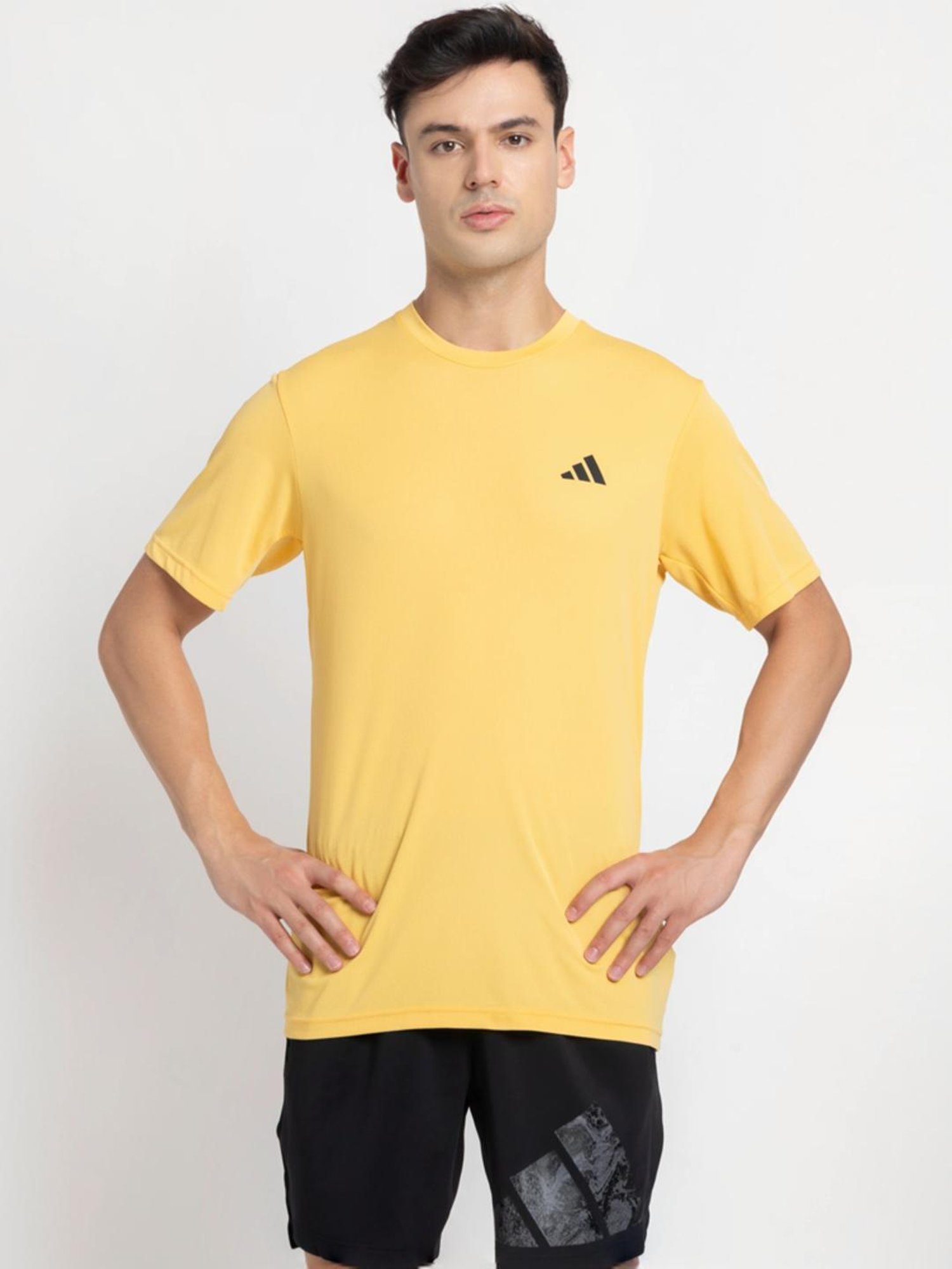 Adidas Orange Regular Fit Texture T-Shirt