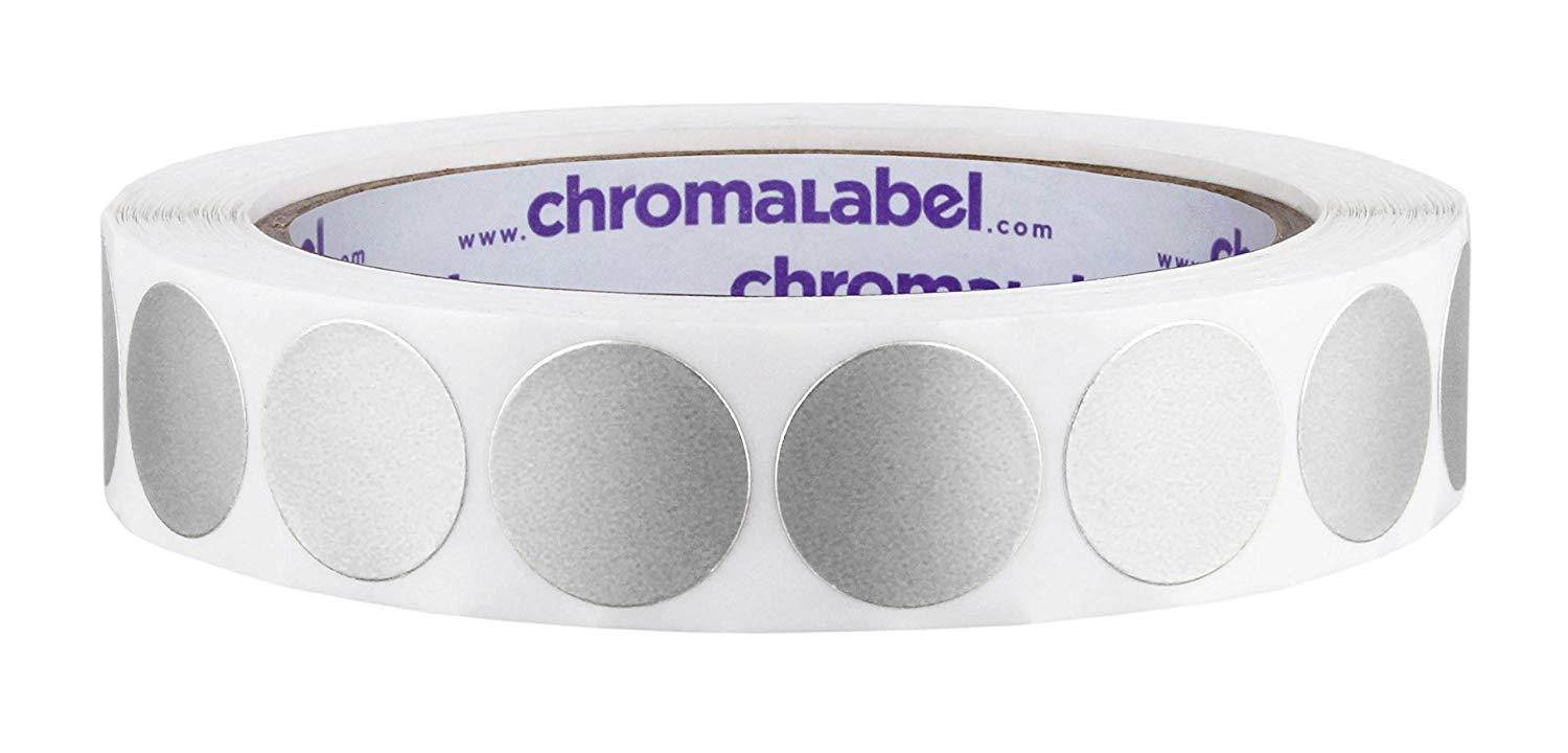 ChromaLabel 3/4 inch Color-Code Dot Labels | 1,000/Roll (Metallic Silver)