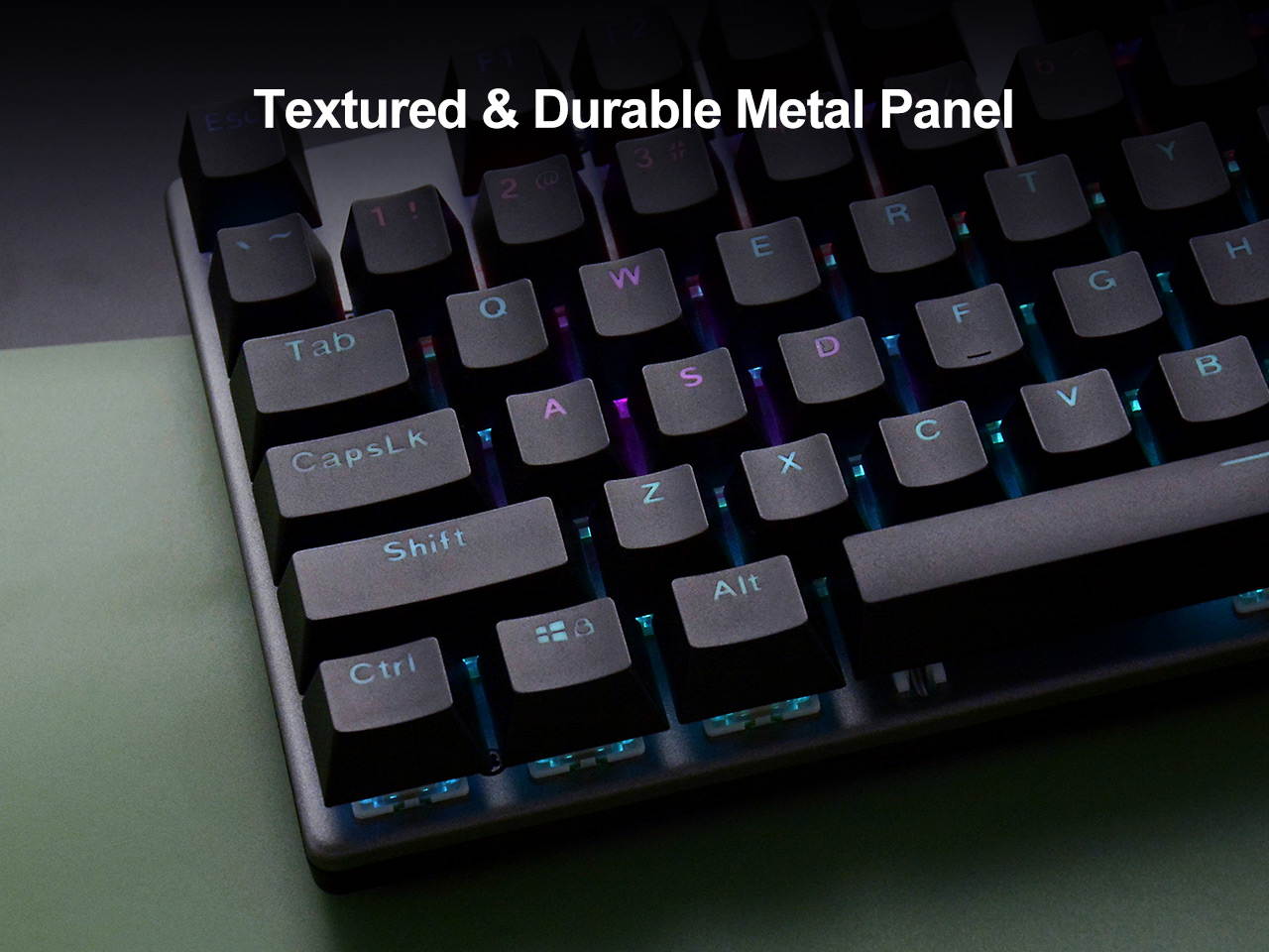 MAIBENBEN MECHREVO S1 Mechanical Gaming Keyboard 104 Keys Blue/Red/Black Switch Metal Panel Colorful Backlights Wired USB For PC Desktop Computer Laptop Notebook White/Grey Keycaps