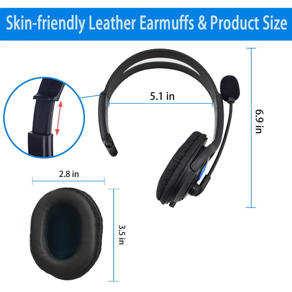 Megadream&reg; Adjustable Live Chat Gaming 3.5mm Audio Jack Wired Headset Headphone with Boom Mic and Voice Control for Sony Playstation 4 PS4 Controller