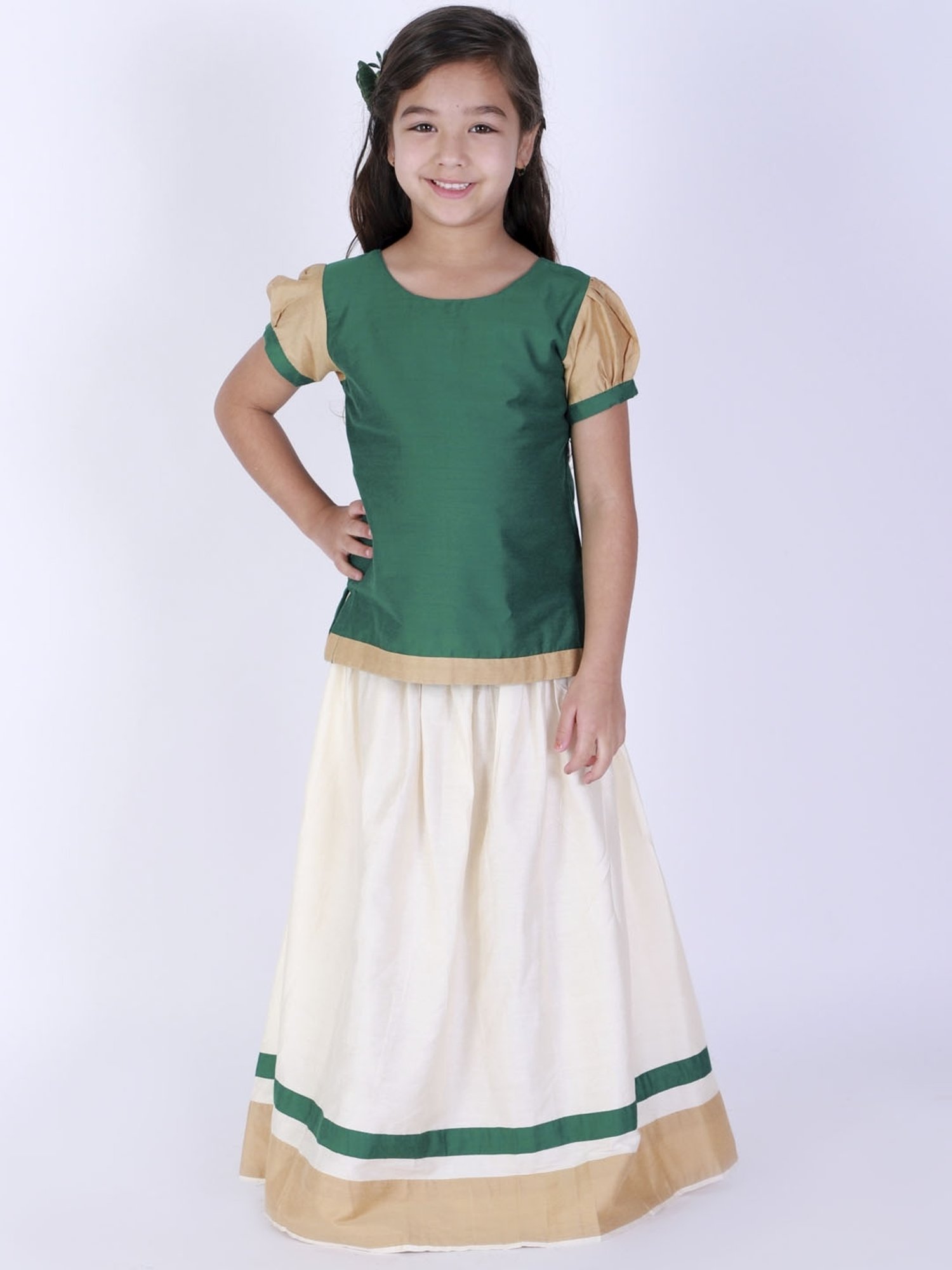 A Little Fable Kids Red & Beige Embellished Lehenga Choli